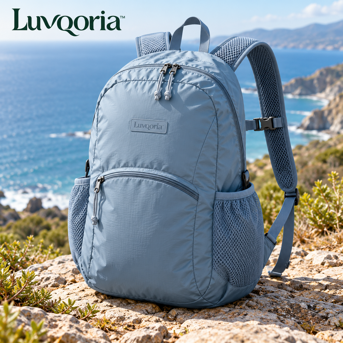 Luvqoria™ Waymark 18L Packable Daypack — Foldable Travel Backpack with Bottle Pockets & Internal Storage Pouch