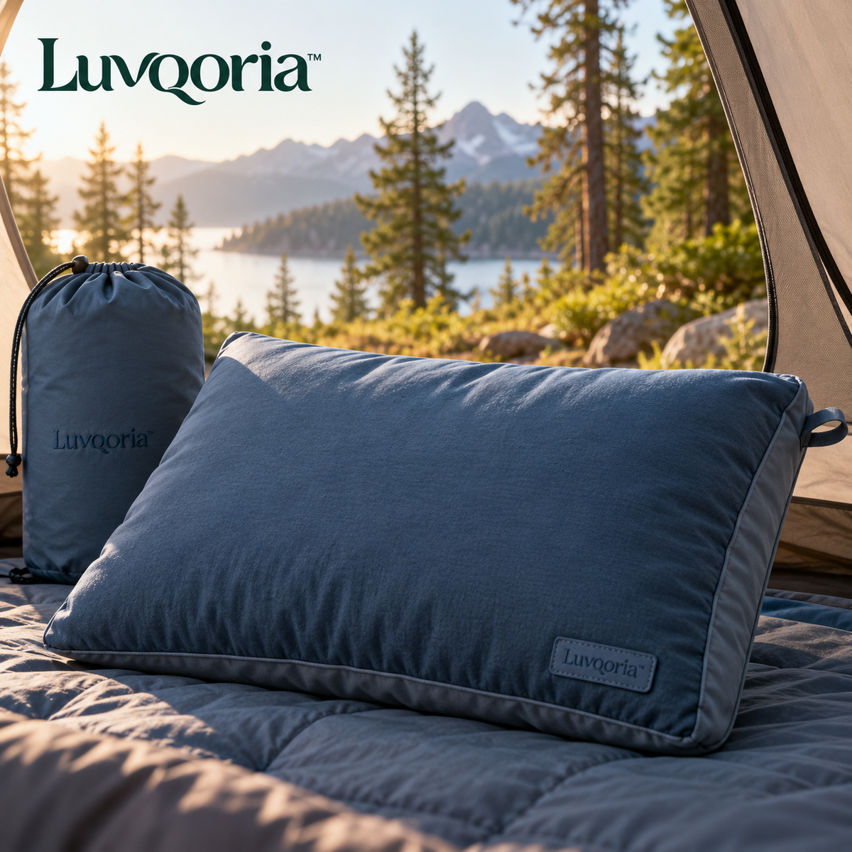 Luvqoria™ Driftrest Compressible Camping Pillow — Soft Travel Pillow with Removable Cover & Stuff Sack