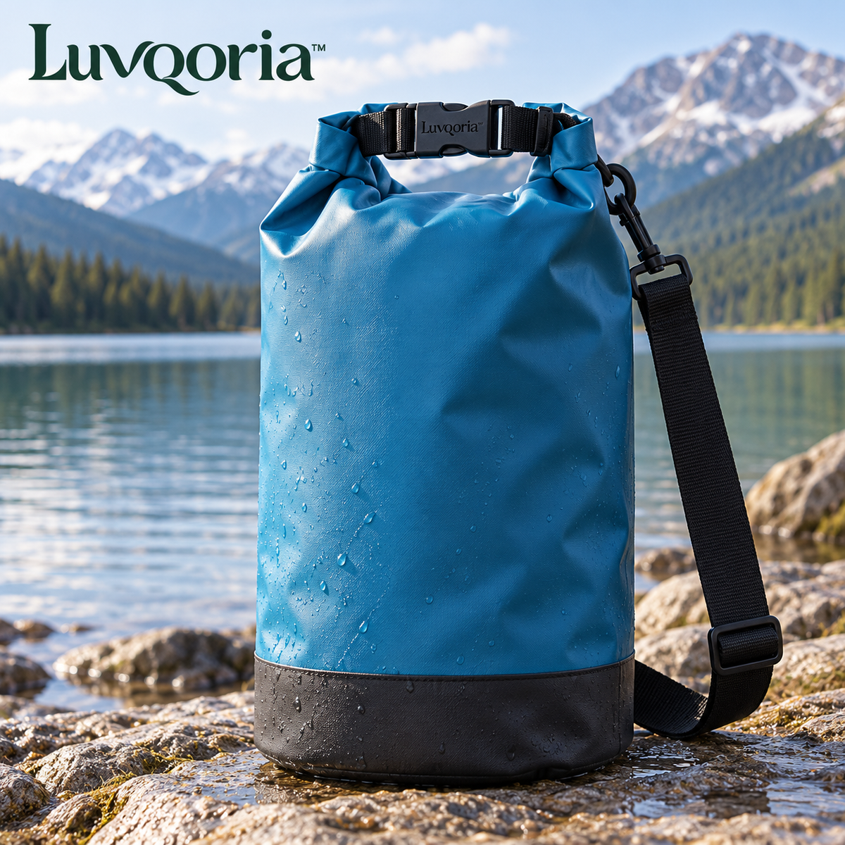 Luvqoria™ Tidelock 10L Roll-Top Dry Bag — Coated Outdoor Storage Bag with Welded Seams & Removable Shoulder Strap
