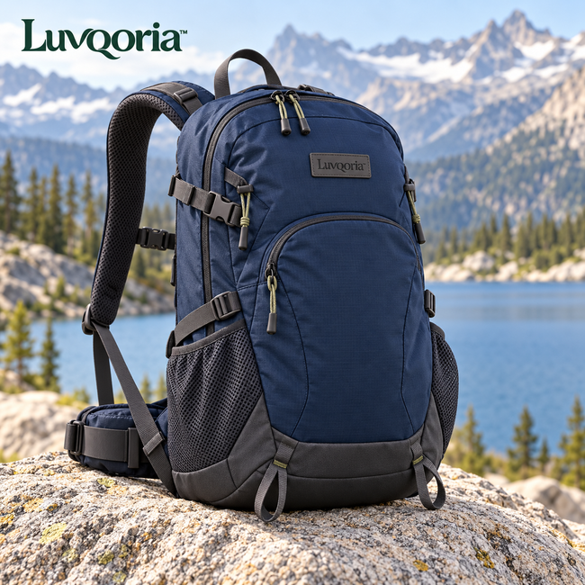 Luvqoria™ Ridgeway 24L Hiking Daypack — Trail Backpack with Hydration Sleeve, Trekking Pole Loops & Stretch Bottle Pockets