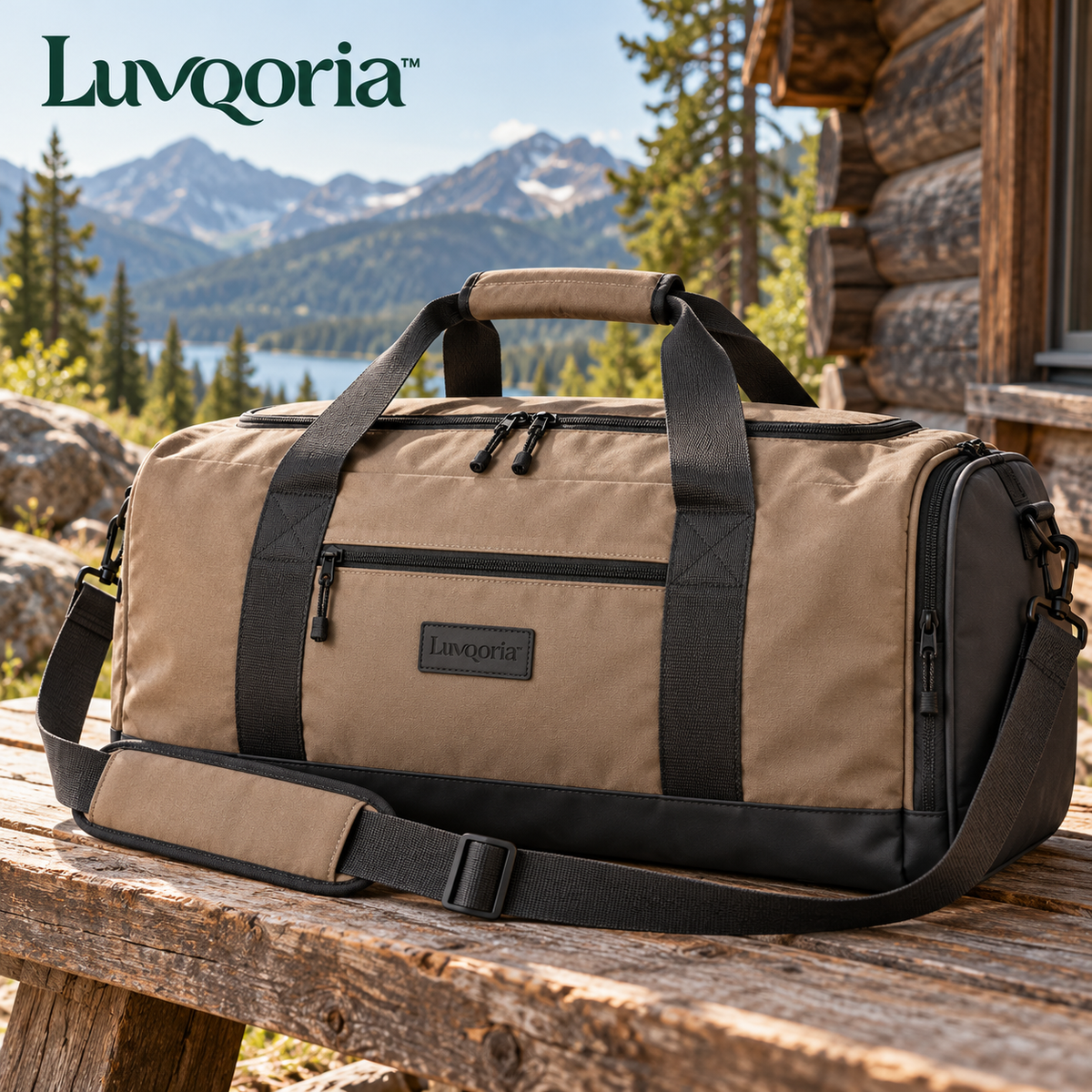 Luvqoria™ Traverse 40L Travel Duffel — Weekend Gear Bag with Wide Opening, Shoe Compartment & Shoulder Strap
