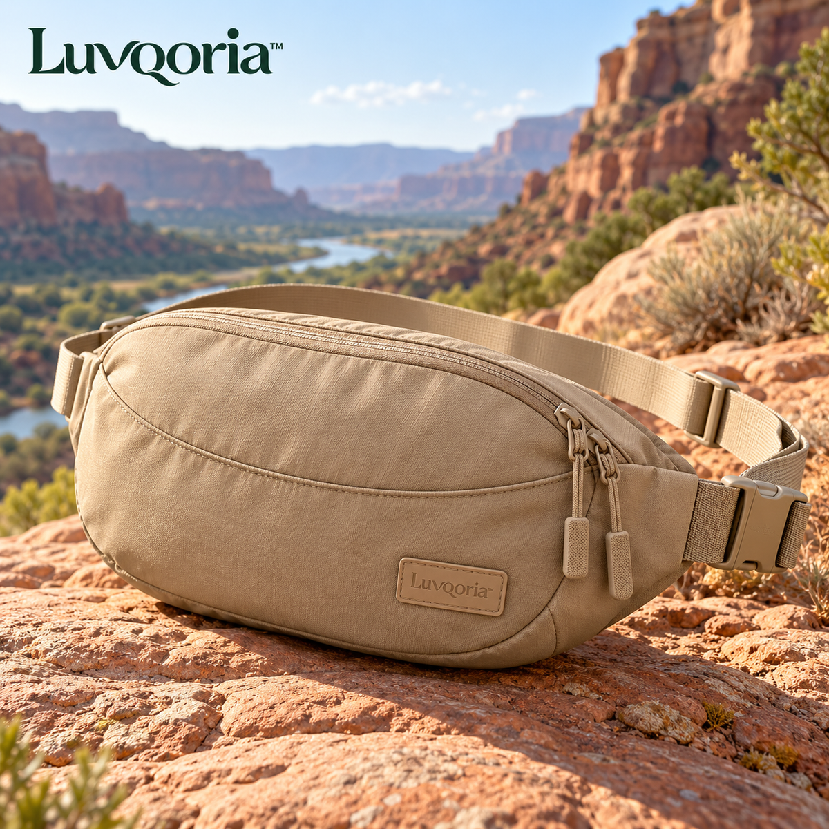 Luvqoria™ Cairn 3L Hiking Waist Pack — Adjustable Hip Bag & Crossbody Sling with Organized Pockets